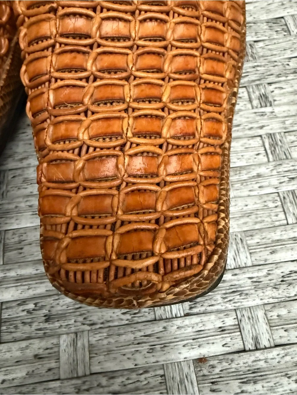 Vieri Woven Leather & Snakeskin Print Slip-On Loafers Square Toe Men’s EU 42